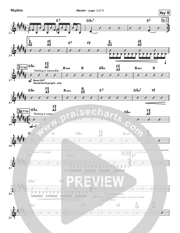 Healer (Choral Anthem SATB) Rhythm Chart (Hillsong Worship / NextGen Worship / Arr. Richard Kingsmore)