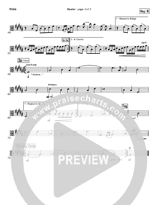 Healer (Choral Anthem SATB) Viola (Hillsong Worship / NextGen Worship / Arr. Richard Kingsmore)