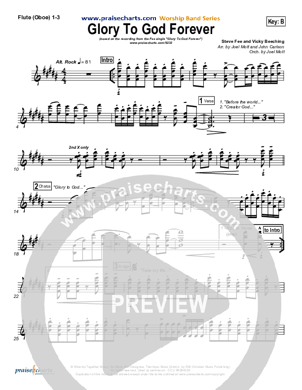 Glory To God Forever (Choral Anthem SATB) Flute/Oboe 1/2/3 (Steve Fee / NextGen Worship / Arr. Richard Kingsmore)