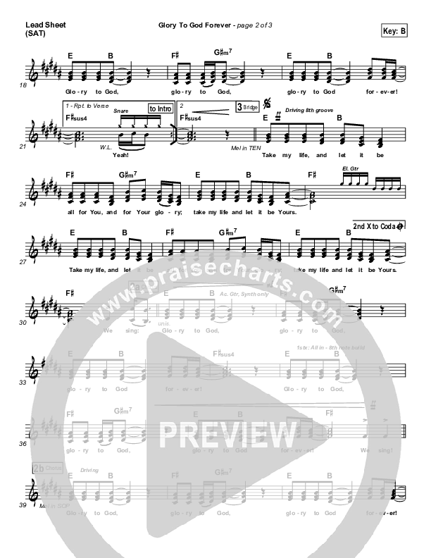 Glory To God Forever (Choral Anthem SATB) Lead Sheet (Steve Fee / NextGen Worship / Arr. Richard Kingsmore)