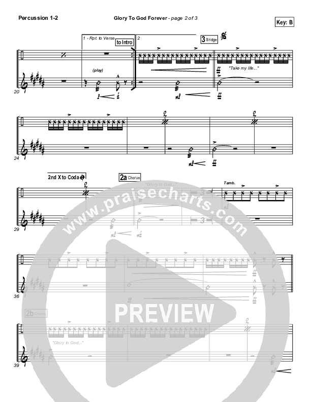 Glory To God Forever (Choral Anthem SATB) Percussion 1/2 (Steve Fee / NextGen Worship / Arr. Richard Kingsmore)