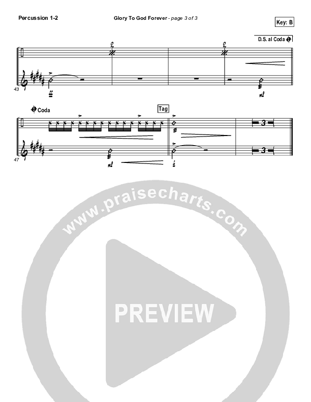Glory To God Forever (Choral Anthem SATB) Percussion 1/2 (Steve Fee / NextGen Worship / Arr. Richard Kingsmore)