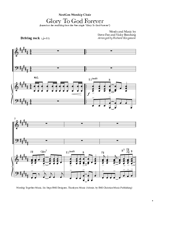 Glory To God Forever (Choral Anthem SATB) Piano/Choir (SATB) (Steve Fee / NextGen Worship / Arr. Richard Kingsmore)