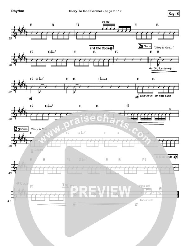 Glory To God Forever (Choral Anthem SATB) Rhythm Chart (Steve Fee / NextGen Worship / Arr. Richard Kingsmore)