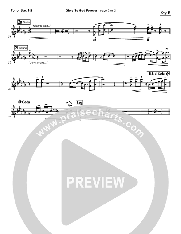 Glory To God Forever (Choral Anthem SATB) Tenor Sax 1/2 (Steve Fee / NextGen Worship / Arr. Richard Kingsmore)