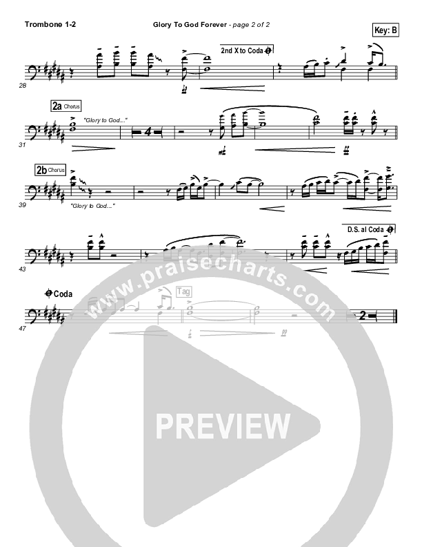 Glory To God Forever (Choral Anthem SATB) Trombone 1/2 (Steve Fee / NextGen Worship / Arr. Richard Kingsmore)