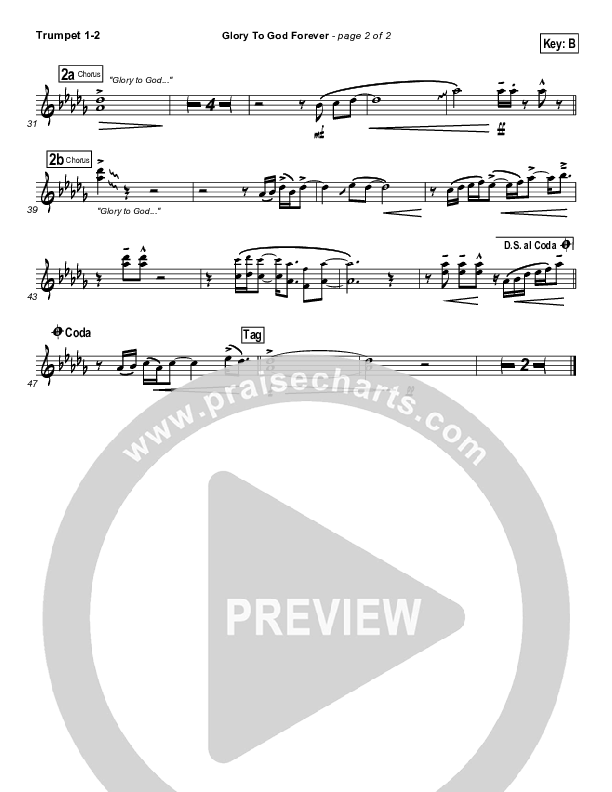 Glory To God Forever (Choral Anthem SATB) Trumpet 1,2 (Steve Fee / NextGen Worship / Arr. Richard Kingsmore)
