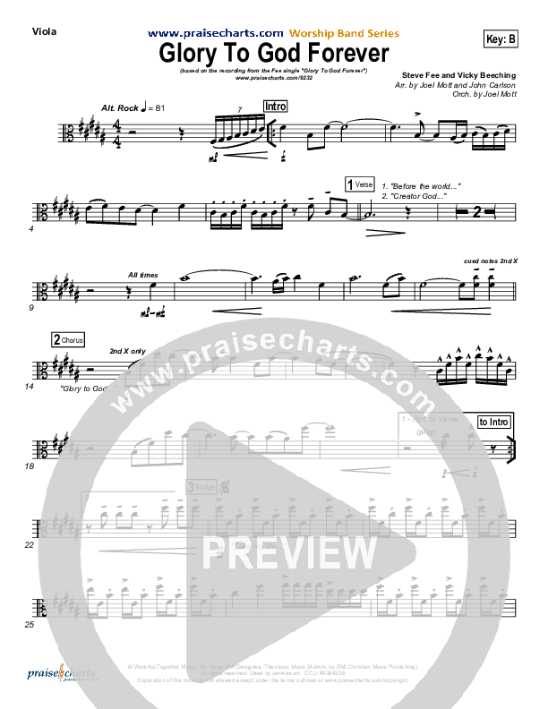 Glory To God Forever (Choral Anthem SATB) Viola (Steve Fee / NextGen Worship / Arr. Richard Kingsmore)