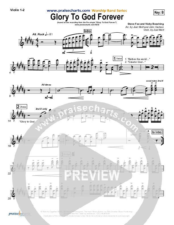 Glory To God Forever (Choral Anthem SATB) Violin 1/2 (Steve Fee / NextGen Worship / Arr. Richard Kingsmore)