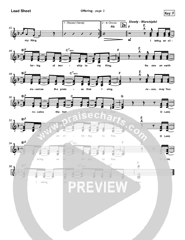 Offering (Choral Anthem SATB) Lead Sheet (SAT) (Paul Baloche / NextGen Worship / Arr. Richard Kingsmore)