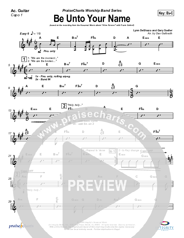Be Unto Your Name (Choral Anthem SATB) Acoustic Guitar (Travis Cottrell / NextGen Worship / Arr. Richard Kingsmore)