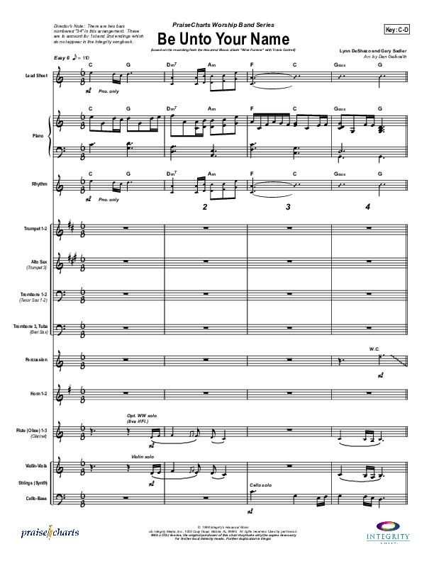 Be Unto Your Name (Choral Anthem SATB) Conductor's Score (Travis Cottrell / NextGen Worship / Arr. Richard Kingsmore)