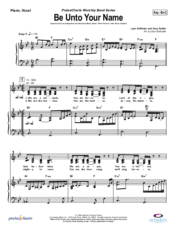 Be Unto Your Name (Choral Anthem) Piano/Choir (SATB) (Travis Cottrell / NextGen Worship / Arr. Richard Kingsmore)