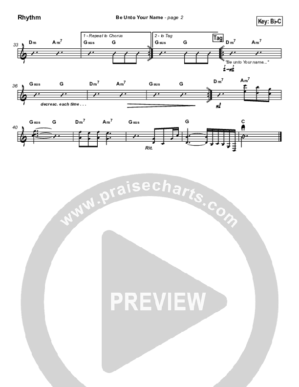 Be Unto Your Name (Choral Anthem SATB) Rhythm Chart (Travis Cottrell / NextGen Worship / Arr. Richard Kingsmore)