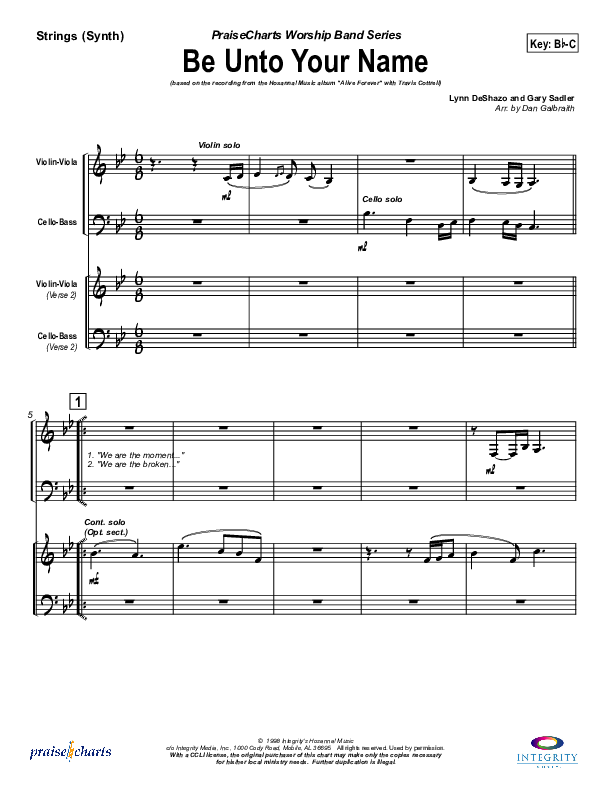 Be Unto Your Name (Choral Anthem SATB) Synth Strings (Travis Cottrell / NextGen Worship / Arr. Richard Kingsmore)