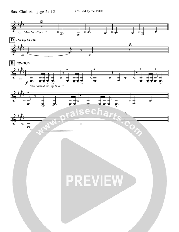 Carried To The Table Bass Clarinet (Leeland)