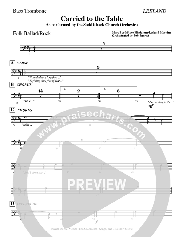 Carried To The Table Bass Trombone (Leeland)