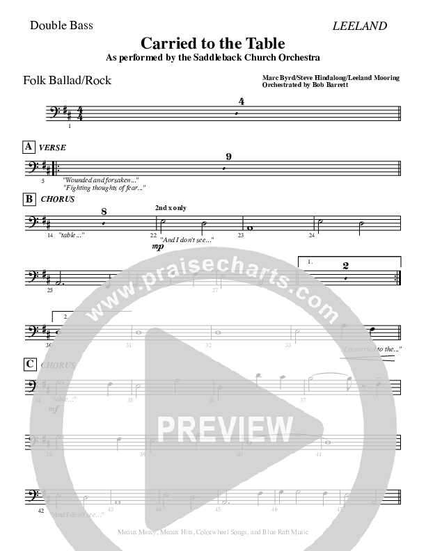 Carried To The Table Double Bass (Leeland)