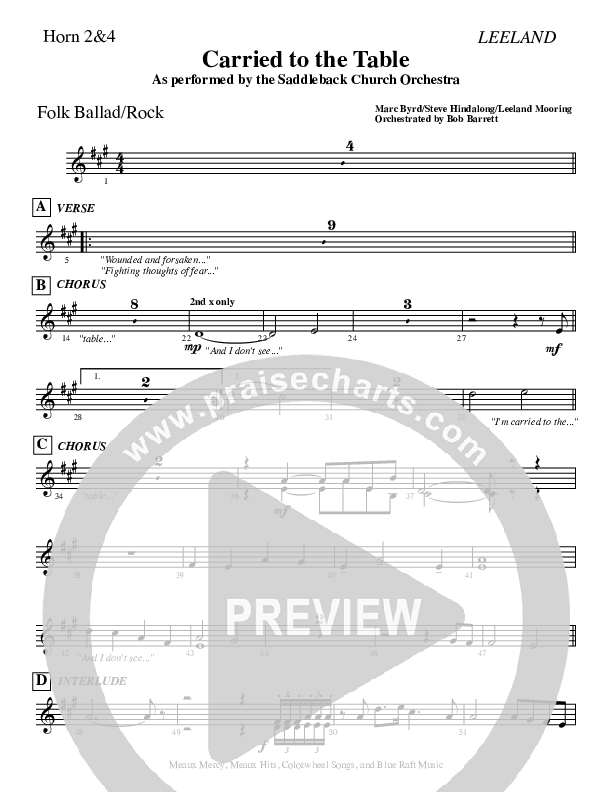 Carried To The Table French Horn (Leeland)