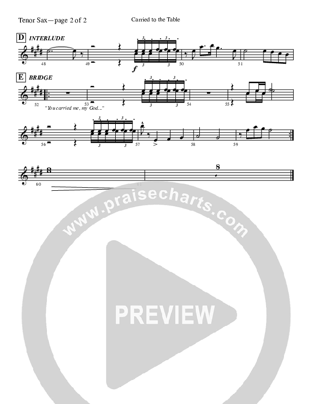 Carried To The Table Tenor Sax 2 (Leeland)