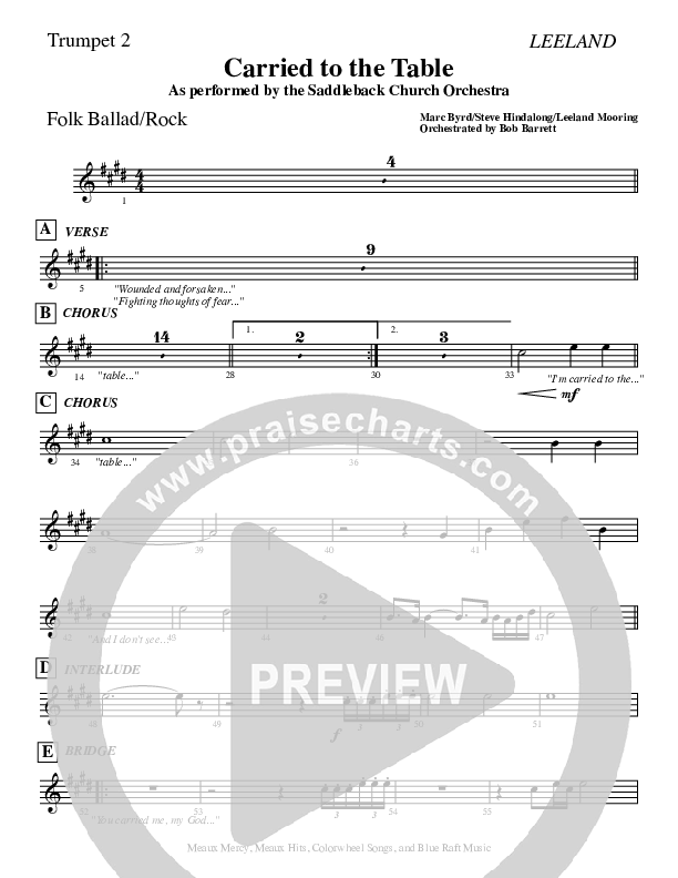 Carried To The Table Trumpet 2 (Leeland)