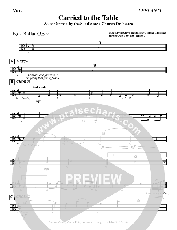 Carried To The Table Viola (Leeland)