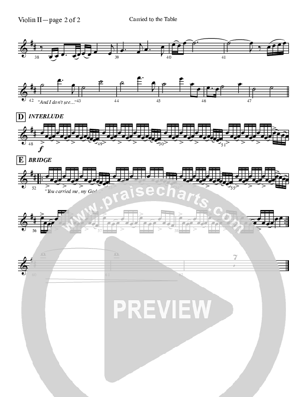 Carried To The Table Violin 2 (Leeland)