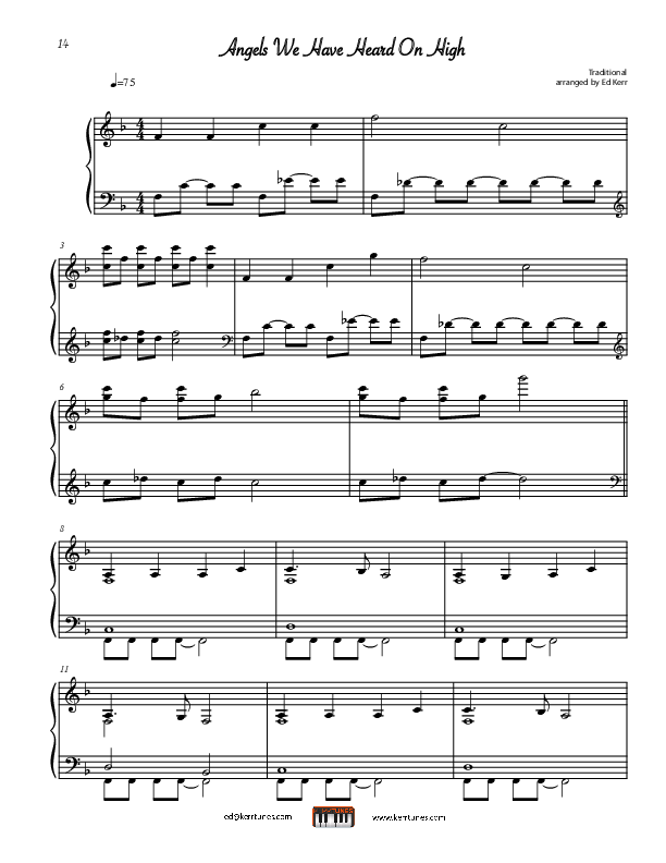 Angels We Have Heard On High (Instrumental) Piano Solo (Ed Kerr)