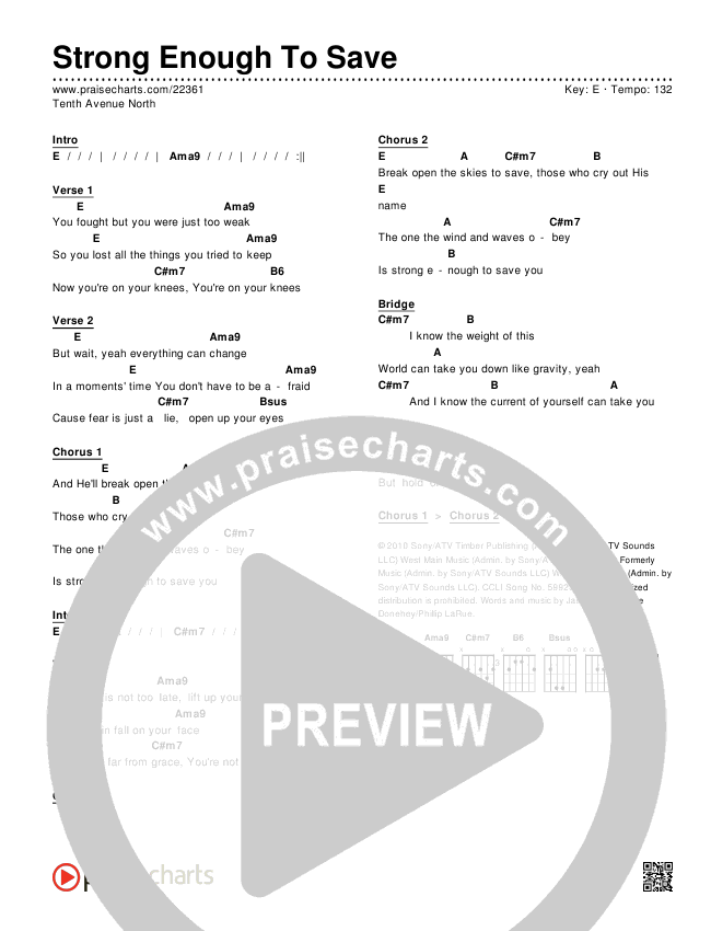 Strong Enough To Save Chords & Lyrics (Tenth Avenue North)