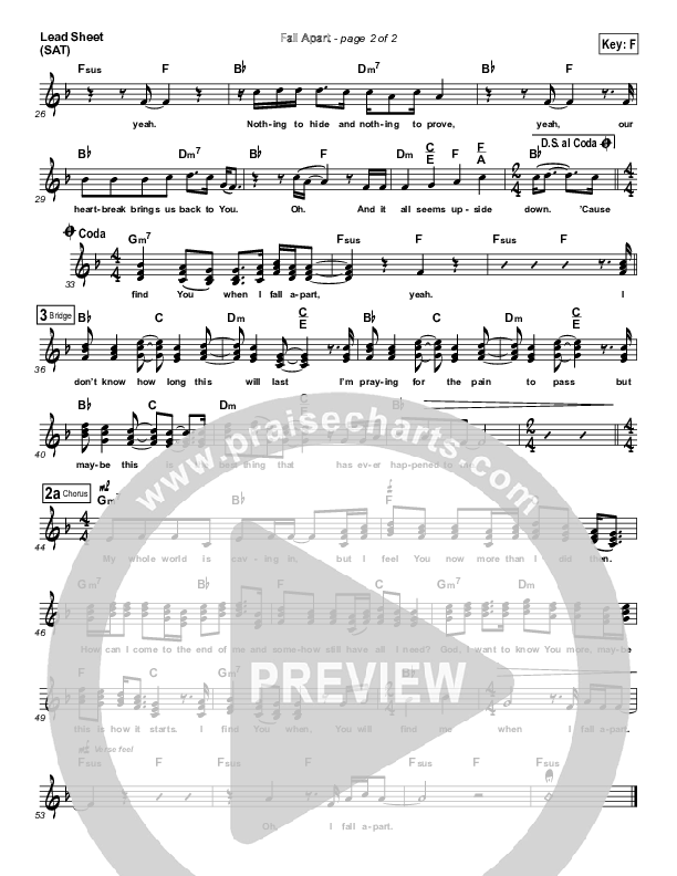 Fall Apart Lead Sheet (Josh Wilson)