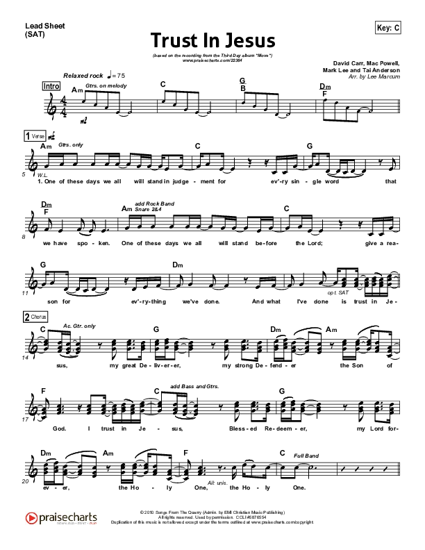 Trust In Jesus Lead (SAT) (Third Day)