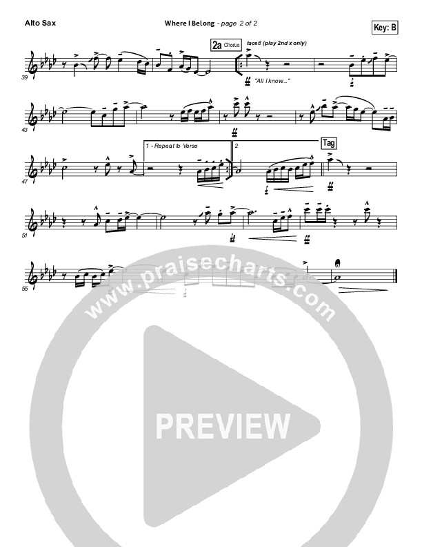 Where I Belong Alto Sax (Building 429)