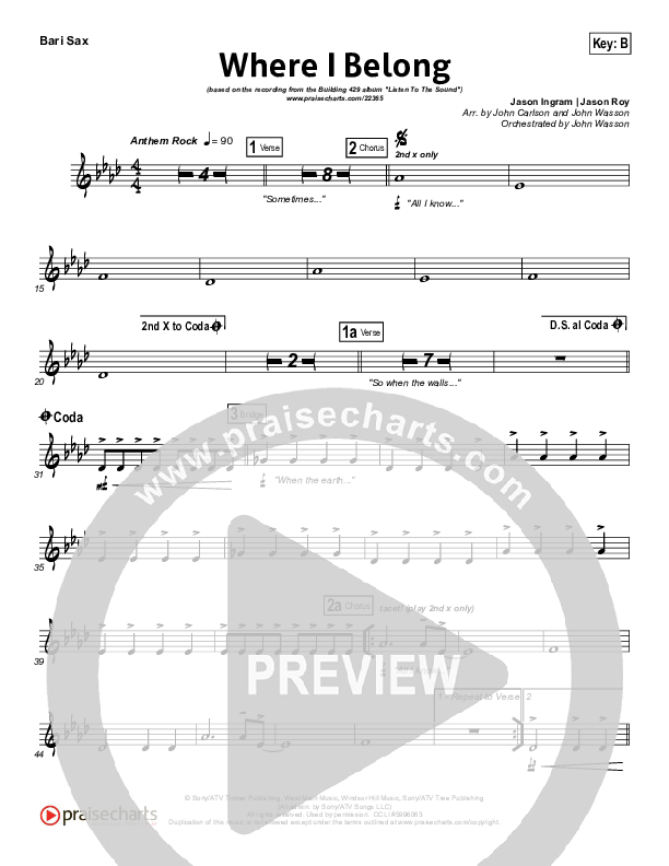 Where I Belong Bari Sax (Building 429)