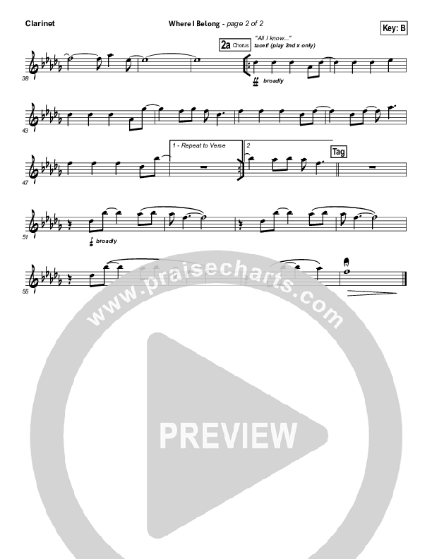 Where I Belong Clarinet (Building 429)