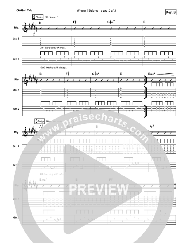 Where I Belong Guitar Tab (Building 429)
