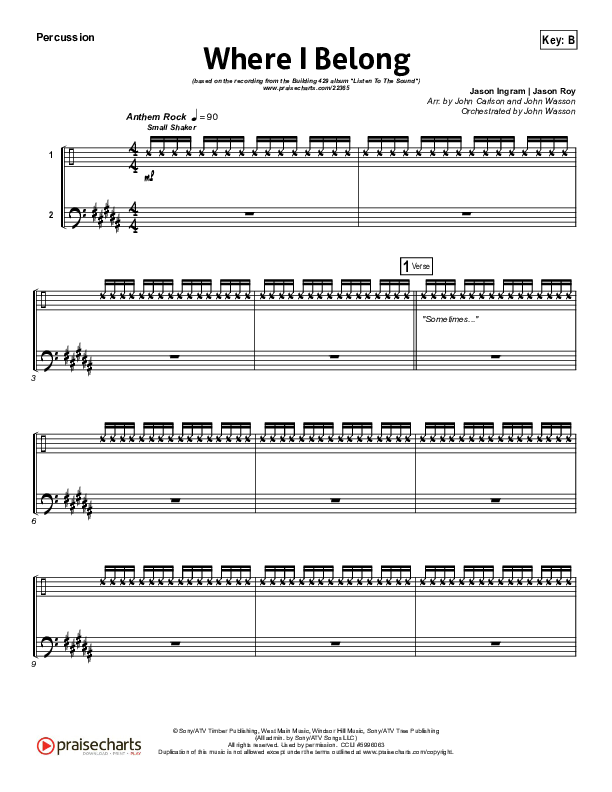 Where I Belong Percussion (Building 429)
