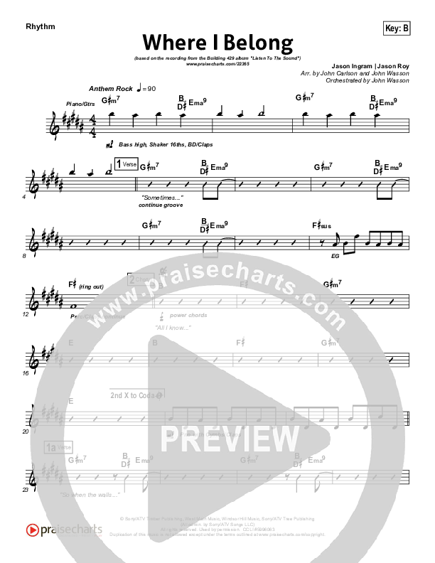 Where I Belong Rhythm Chart (Building 429)