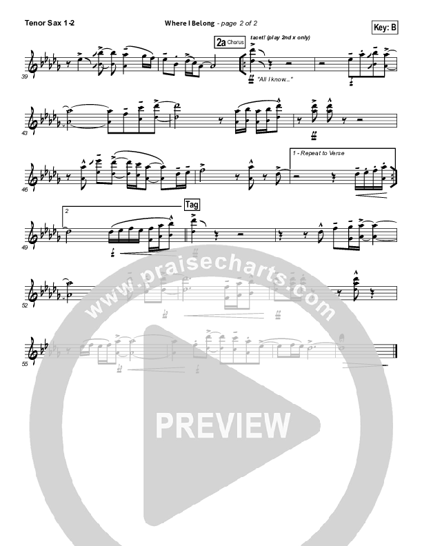 Where I Belong Tenor Sax 1/2 (Building 429)