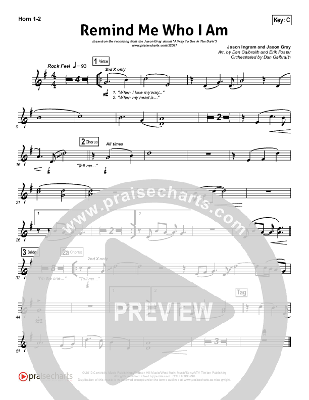 Remind Me Who I Am  French Horn 1/2 (Jason Gray)