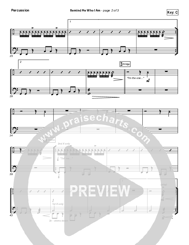 Remind Me Who I Am  Percussion (Jason Gray)