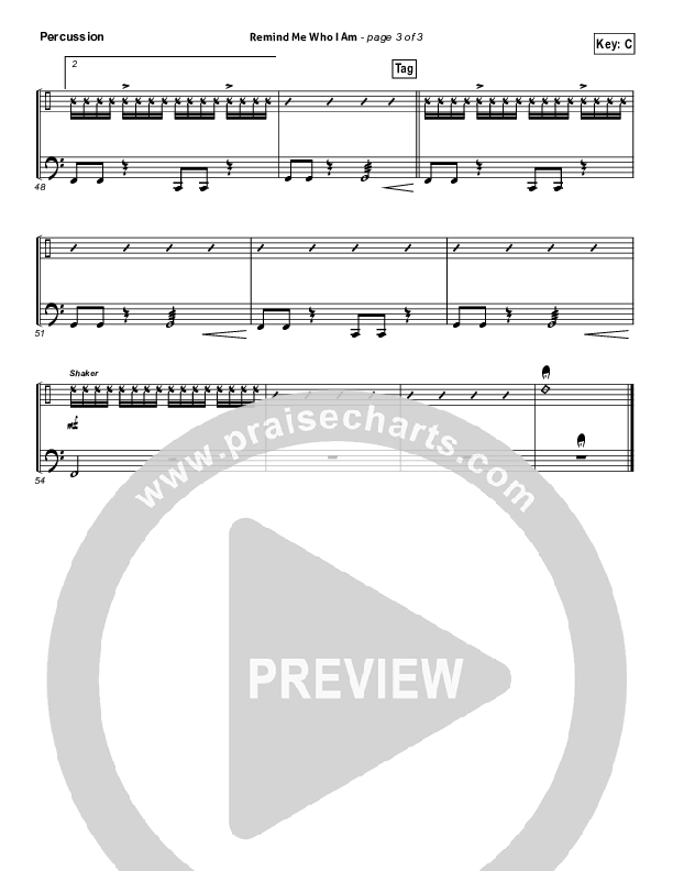 Remind Me Who I Am Percussion (Jason Gray)