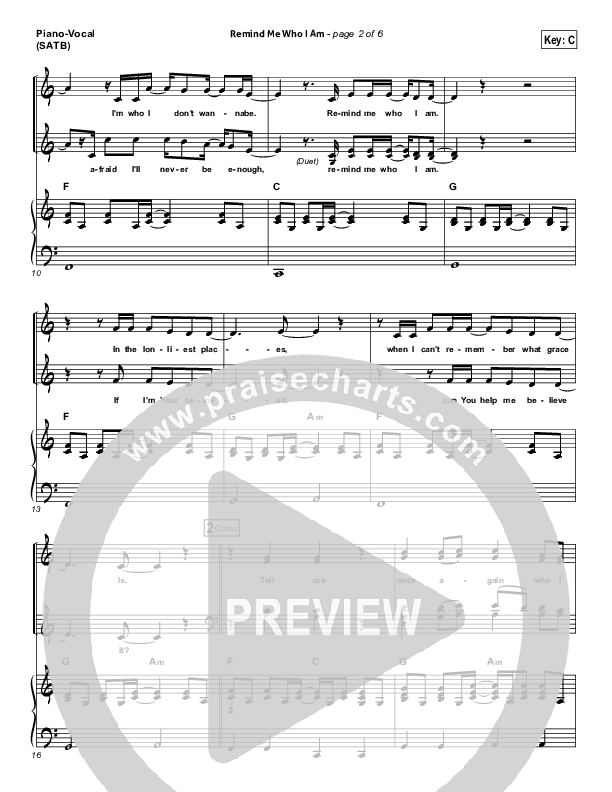 Remind Me Who I Am  Piano/Vocal (Jason Gray)