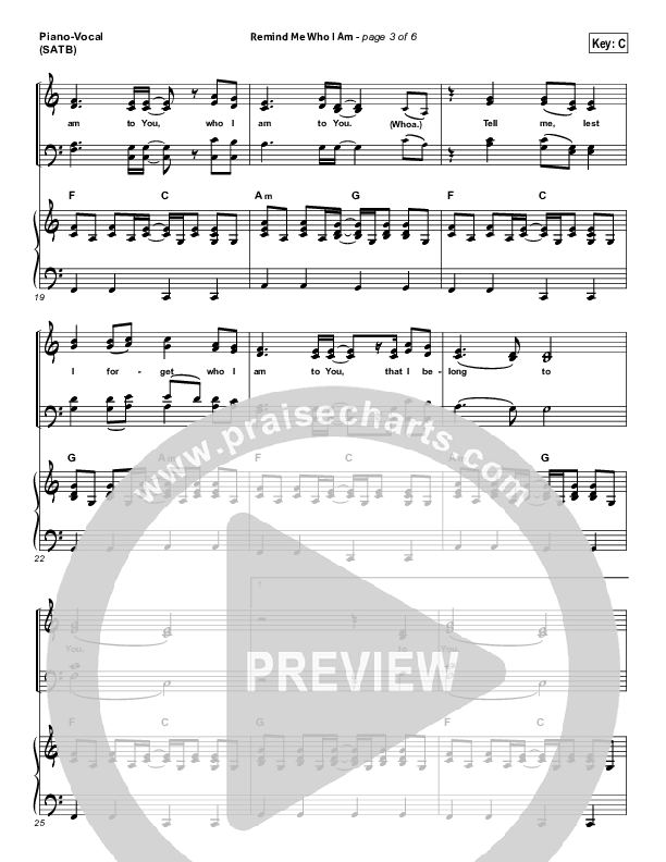 Remind Me Who I Am  Piano/Vocal (SATB) (Jason Gray)