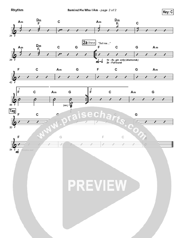 Remind Me Who I Am  Rhythm Chart (Jason Gray)
