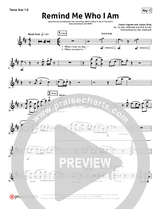 Remind Me Who I Am  Tenor Sax 1/2 (Jason Gray)