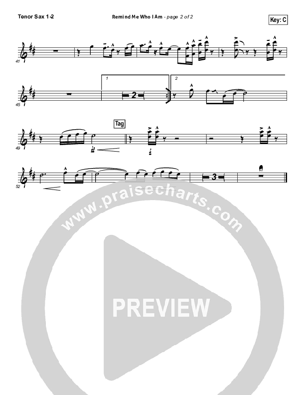 Remind Me Who I Am  Tenor Sax 1/2 (Jason Gray)