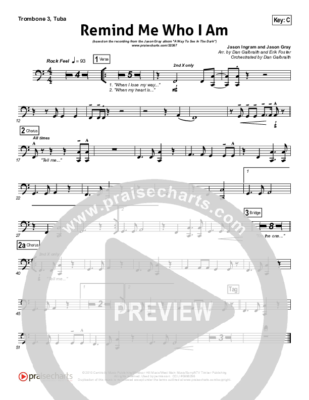 Remind Me Who I Am  Trombone 3/Tuba (Jason Gray)