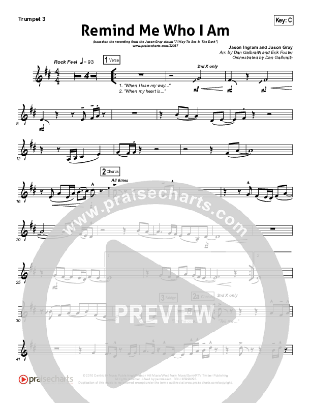 Remind Me Who I Am  Trumpet 3 (Jason Gray)