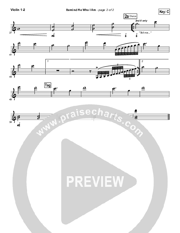 Remind Me Who I Am  Violin 1/2 (Jason Gray)