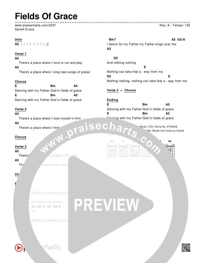 Fields Of Grace Chords & Lyrics (Darrell Evans)